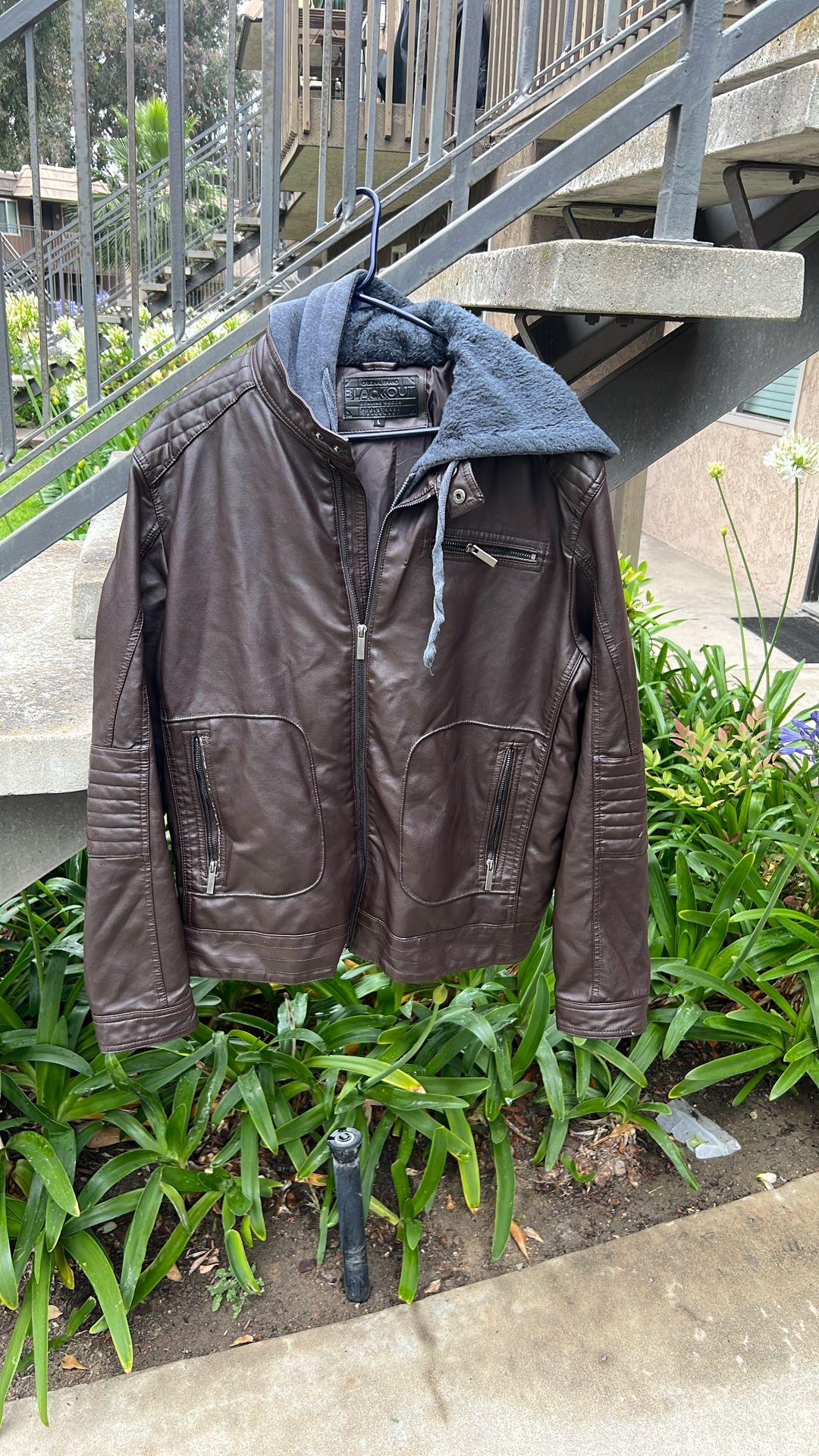 Large Leather Hoodie Jacket