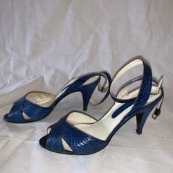 Vintage Blue Snake Skin Pumps 