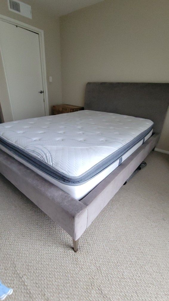 West Elm Andes Deco Upholstered Queen Bed