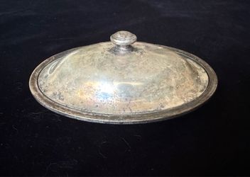 Vintage authentic 6” silver-soldered serving plate from historic Hotel Schenley