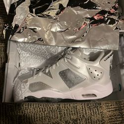Jordan 6 Golf Shoes ,Photon Dust /metallic Silver  