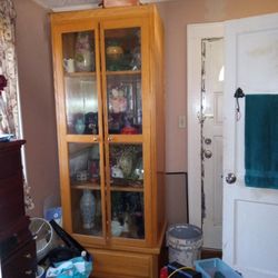 Display Cabinet Maplewood With Mirrored Back