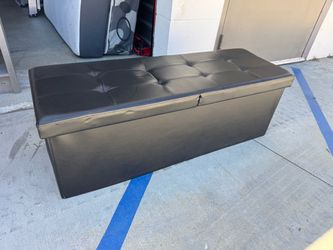 Leather storage bench