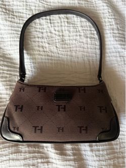 Vintage Tommy Hilfiger Y2K Brown Monogram Shoulder Bag