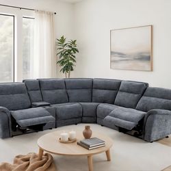 Power Sectional Chacoal Grey Fabric, New Especial price
