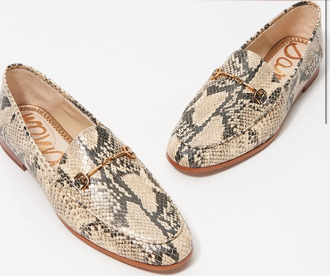 Sam Edelman Loraine Metallic Snake-effect Genuine Leather Loafers Neutral