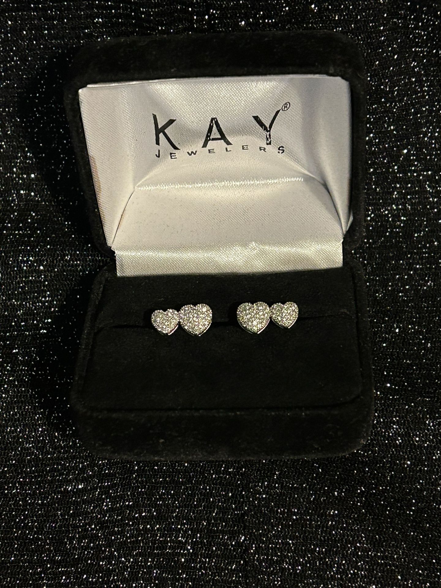 Kay’s white sapphire lab created diamond earrings 