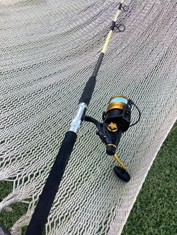 Trade. Penn spinning reel 8500 live liner and custom rod.  Heavy offshore.
