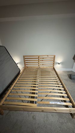 Queen Wooden Bed Frame + Mattress