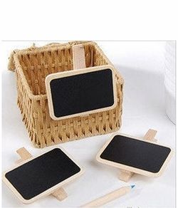 Set of 6- Mini Rectangle Wood Message Board Blackboard Chalkboard Peg Wooden Clip Wedding Birthday