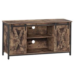  Industrial Design TV Stand With Adjustable Storage Shelves, TV Console With Sliding Barn Doors, TV Cabinet