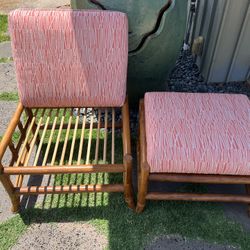 Bamboo rattan bench, ottoman, foot stool w/ Removeable pillow cover.  ($60 Each, Pls see  description b4 ask?