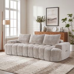100" Extra Large Curved Front Compressed Sectional Sofa, 3-Seat Cloud-Like