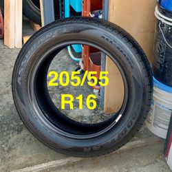 1 Used Tire Goodyear Assurance A/S 205/55R16. Almost 75%Tread. 