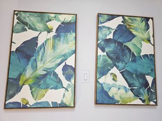 Matching Pair of Botanical Leaf Artwork