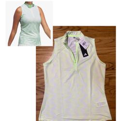 Adidas Women’s Ultimate365 Ottoman Printed Sleeveless Golf Top Shirt sz M NEW!