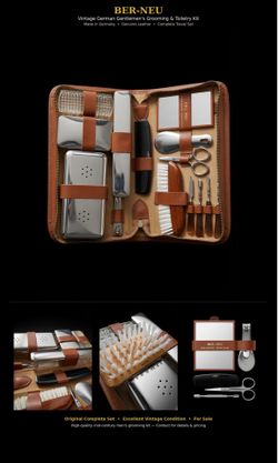 Vintage BER-NEU German Gentlemen’s Grooming & Toiletry Kit Made in Germany • Genuine Leather • Complete Mid-Century Travel Set