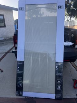 RELIABILT Gibraltar Max 36-in x 81-in Almond Steel Universal/ Reversible Surface Mount Security Screen Door