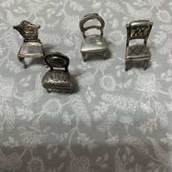 Miniatura PEWTER CHAIR SET Midcentury Dolo House
