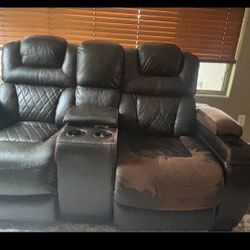 Black Living Set Fully Automatic Recliner That Still Works (FREE!!!)