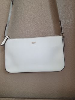 DKNY White Saffiano Leather Crossbody Bag