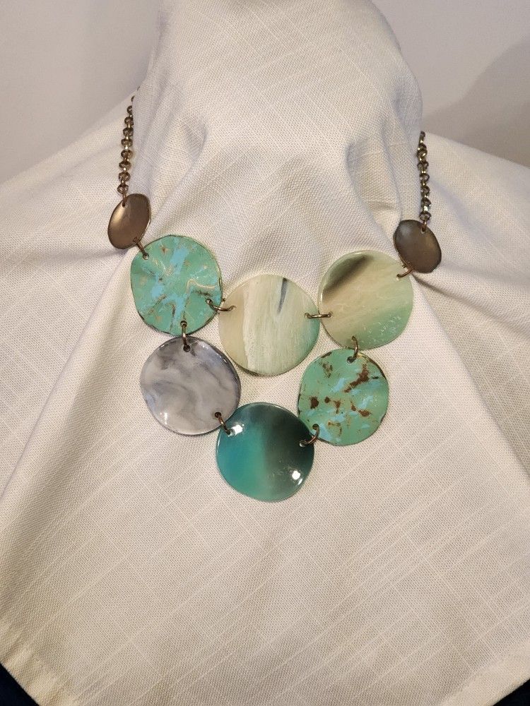 Gold Patina Circle Bib necklace