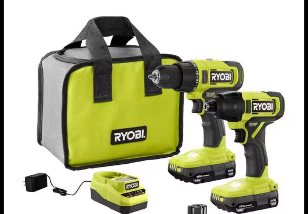 Drill/ impact Drivers Two Tool Combo Kit With Charger Two Batteries And Case