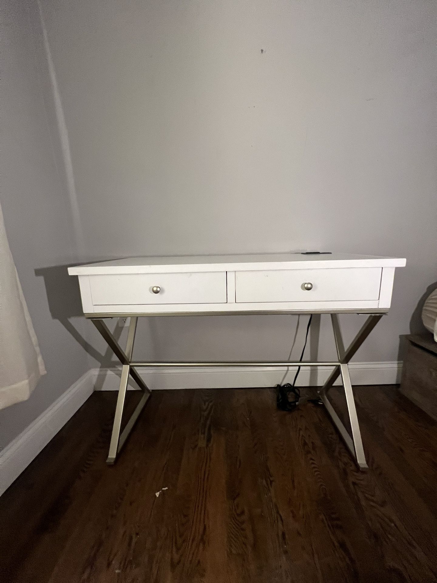 Desk - White, Two Drawer With Power Outlet Open To Price Negotiation