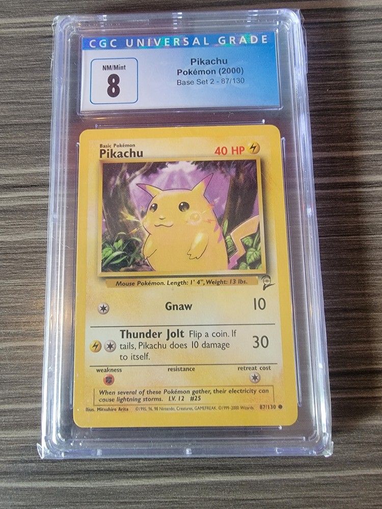 Pokemon Pikachu 87/130 Base Set 2 CGC 8 NM/MInt