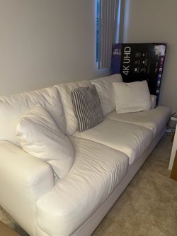 White Fabric 3-Seat Sofa