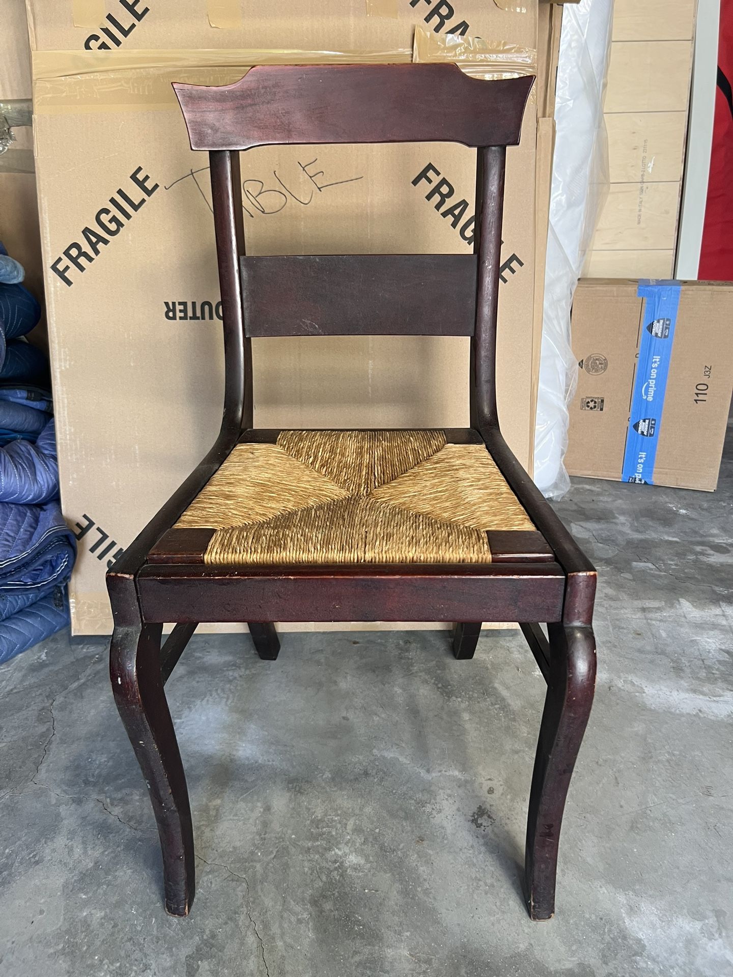 Antique Walnut and Rush Seat Chair