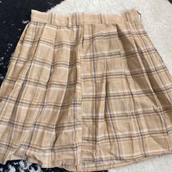 Cream Plaid Skirt 