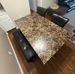 Brown Marble Table Dining Set
