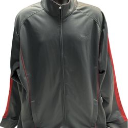 Reebok Men’s Full Zip Track Jacket Gray XXL Black Red Striped Sleeves Retro Y2K