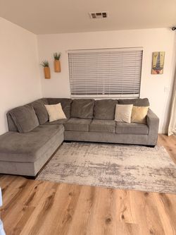 Gray Fabric Sectional Sofa with Chaise