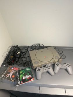 Sony PlayStation PS1 Console Bundle w/ 2 Controllers, Cables & 2 Games