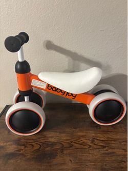 Costway 4 Wheels Baby Balance Bike for 2 Years Old Boys Girls with Soft Seat Ride On Toy Orange
