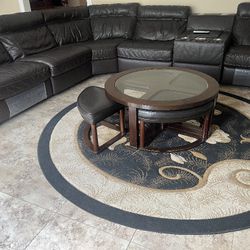 Leather Reclining Couch With Coffee Table