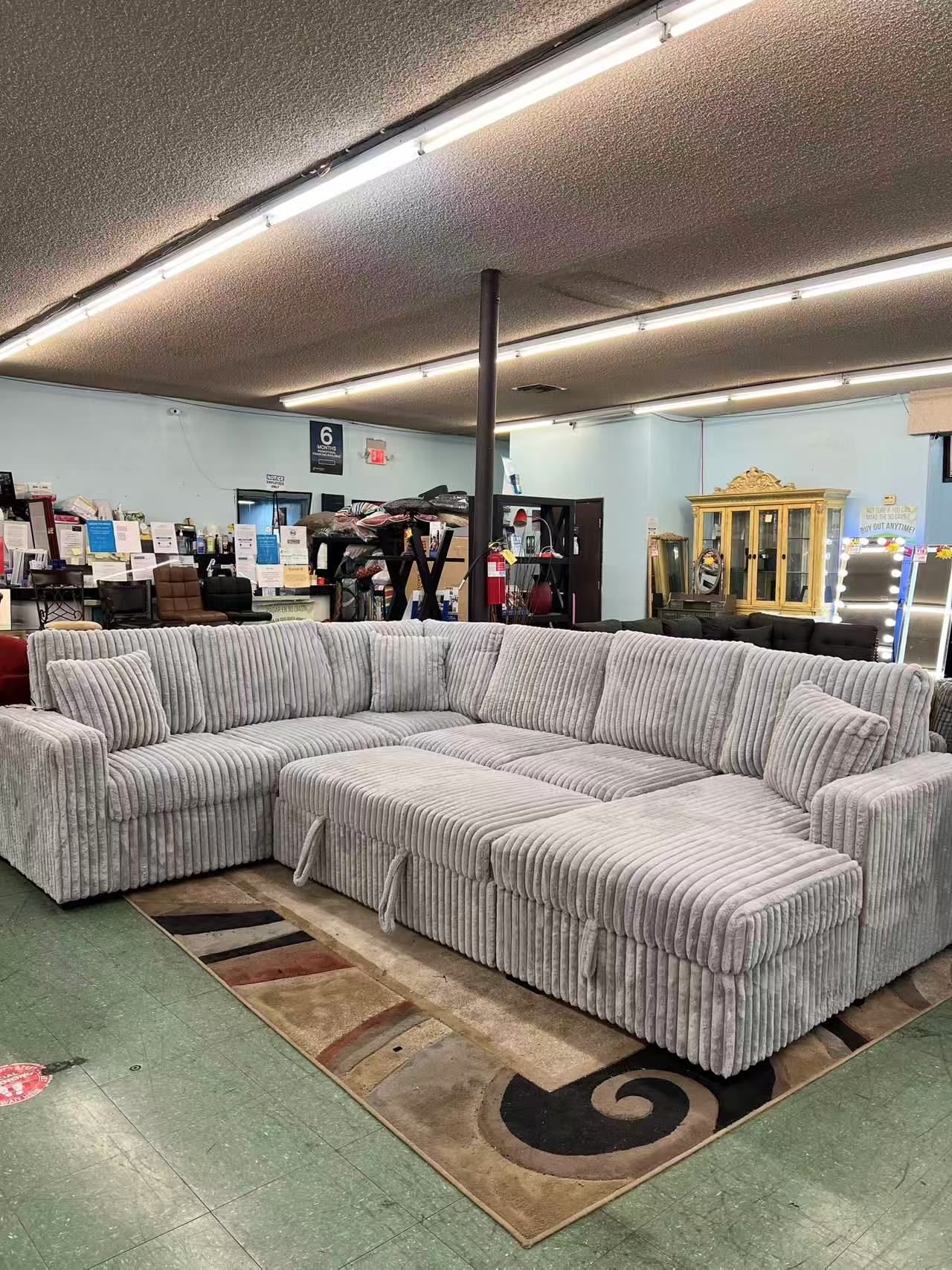 🔥Hot Deal🔥Brand New Corduroy Sectional Couch with pull out bed & Charger $1799, Finance available, Delivery available