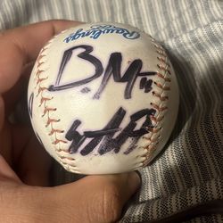 Jo Adell Brandon Marsh and Jared Walsh Autographed Baseball