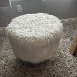Fluffy Ottoman Gold Legs Vanity Chair