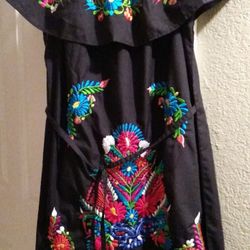 Vestido mexicano grande azul marino