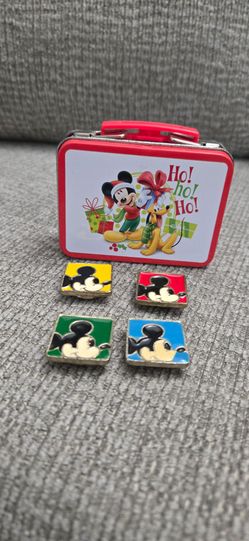 Disney Mickey Mouse Button Covers Enamel Painted Metal Set of 4 Colors Vtg