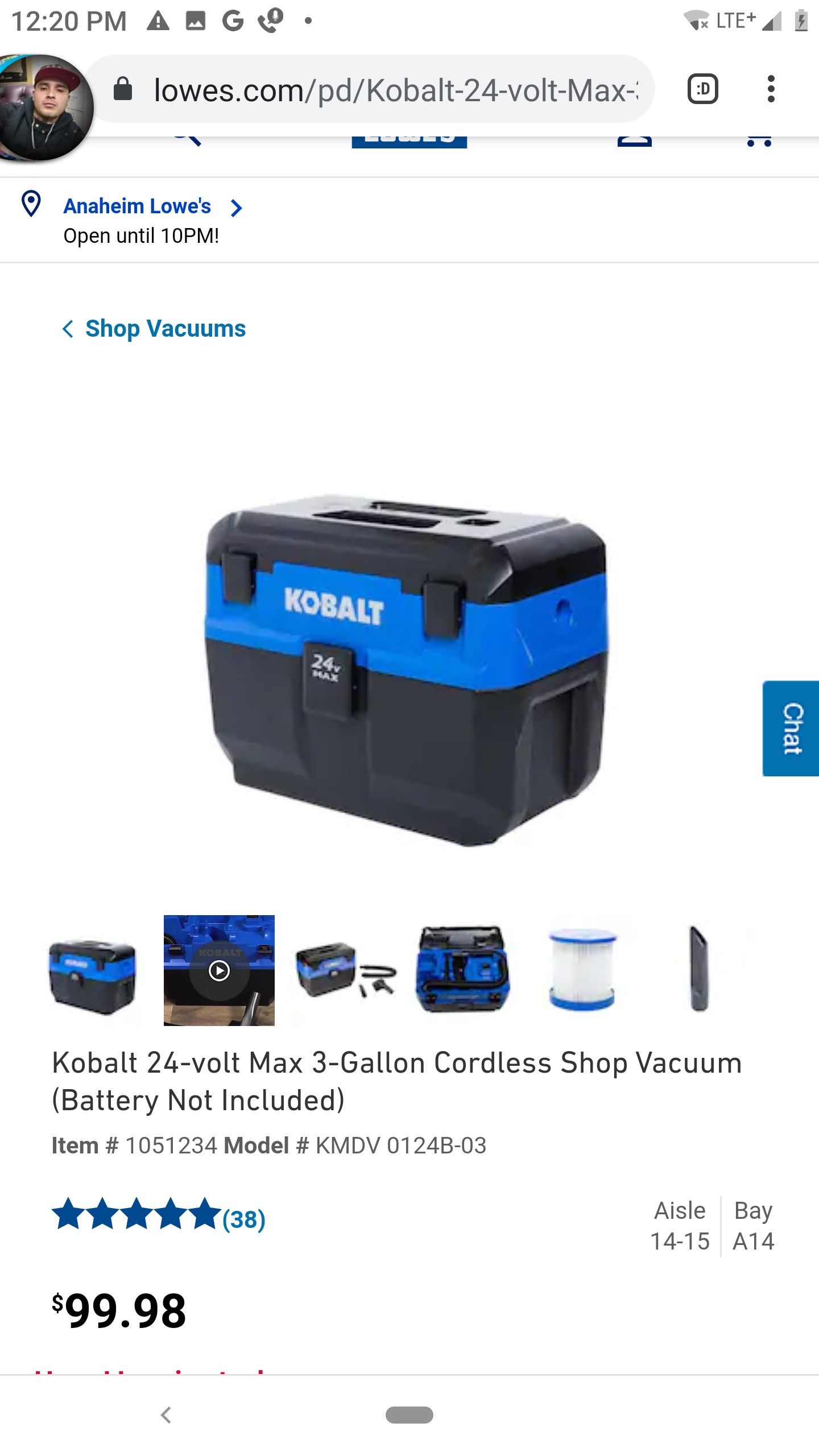 Kobalt wet dry vacuum for Sale in Santa Ana, CA OfferUp