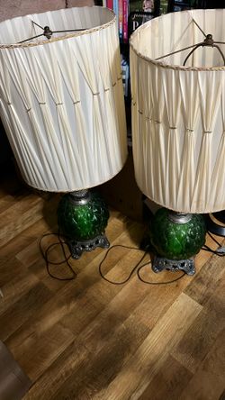 Jade Glass Lamps Set Of 2