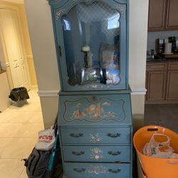 Antique Secretary, Desk, And Cabinet 