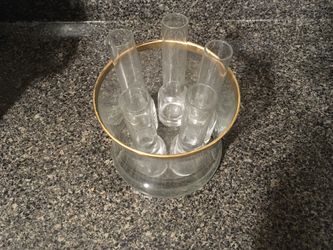 Ice Bucket with 6 Test Tube Double Shot Glasses - Chiller Set