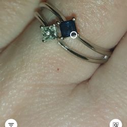 14k White Gokd Saphire Diamknd Ring Size 7