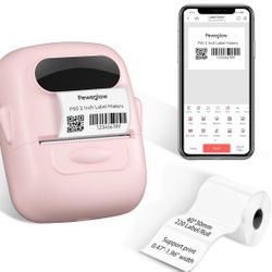 P50 2 Inch Label Maker Prints 0.47-1.96 inch, Bluetooth Thermal Printer for Jewelry/Holographic Silver/Transparent/Colorful/White Label with 1 Roll 40