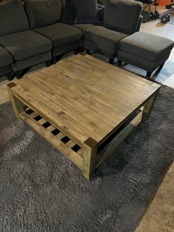 Canyon Solid Wood Square Coffee Table in Washed Grey